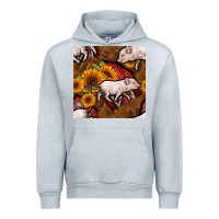 Heather Grey pig and barn Urban Hoodie - BundleAndBundleShop