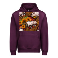 Mauve Wine pig and barn Urban Hoodie - BundleAndBundleShop