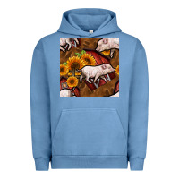 Pigment Pebble Blue pig and barn Urban Hoodie - BundleAndBundleShop