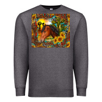 Charcoal Heather western horse and sunflower Premium Sweatshirt - RanaPortraitStore