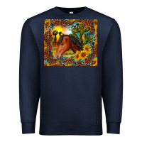 Navy western horse and sunflower Premium Sweatshirt - RanaPortraitStore