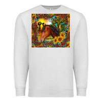 Oatmeal Heather western horse and sunflower Premium Sweatshirt - RanaPortraitStore