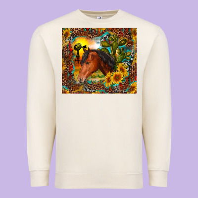 Western Horse And Sunflower Premium Sweatshirt Designed By Ranaportraitstore