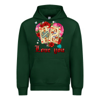 Forest Green love you playing cards roses and pearls Urban Hoodie - AdoDesignShop