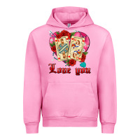 Fuchsia Pink love you playing cards roses and pearls Urban Hoodie - AdoDesignShop