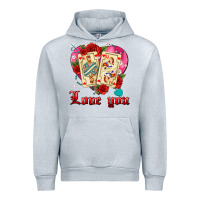 Heather Grey love you playing cards roses and pearls Urban Hoodie - AdoDesignShop