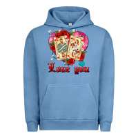 Pigment Pebble Blue love you playing cards roses and pearls Urban Hoodie - AdoDesignShop