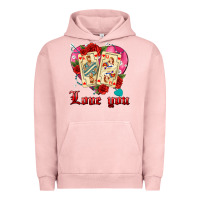 Pigment Salmon love you playing cards roses and pearls Urban Hoodie - AdoDesignShop