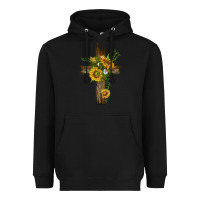 Black sunflower cross Heavyweight Hoodie - texasbilliewilder