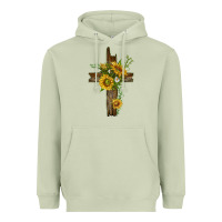 Matcha sunflower cross Heavyweight Hoodie - texasbilliewilder