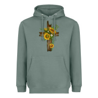 Sage sunflower cross Heavyweight Hoodie - texasbilliewilder