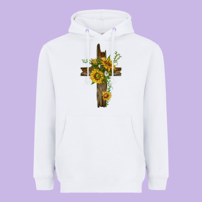Sunflower Cross Heavyweight Hoodie Designed By Texasbilliewilder