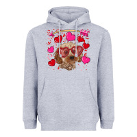 Heather Grey Valentine's day cockapoo Heavyweight Hoodie - RanaPortraitStore