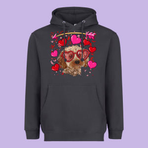 Valentine's Day Cockapoo Heavyweight Hoodie Designed By Ranaportraitstore