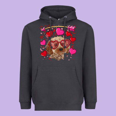 Heavyweight Hoodie Valentine's day cockapoo
