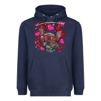 Navy Valentine's day french bulldog puppy Heavyweight Hoodie - RanaPortraitStore
