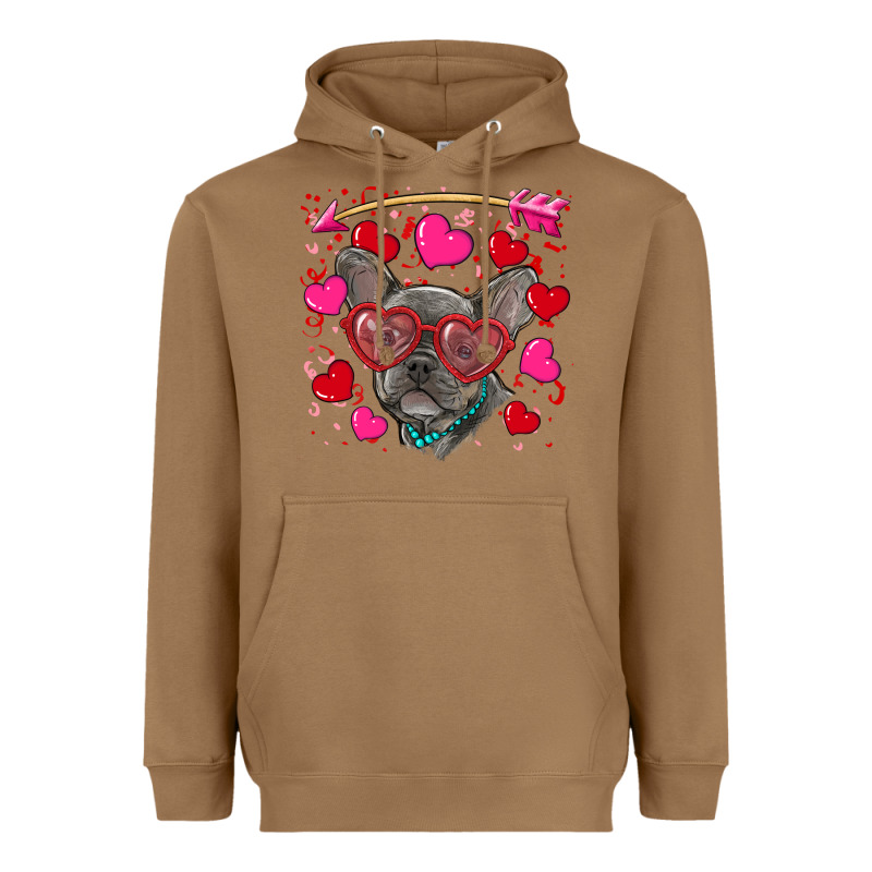 Valentine's Day French Bulldog Puppy Heavyweight Hoodie by RanaPortraitStore | Teevron