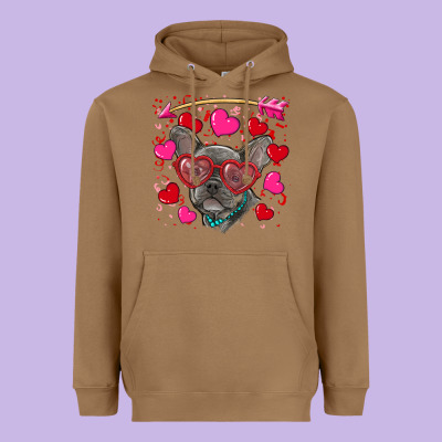 Heavyweight Hoodie Valentine's day french bulldog puppy
