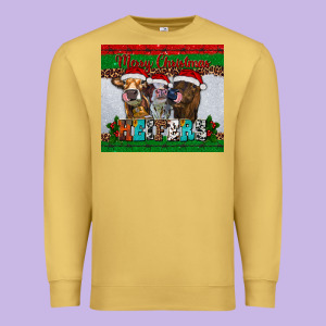 Merry Christmas Heifers Premium Sweatshirt Designed By Ranaportraitstore