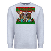 Heather Grey merry christmas heifers Premium Sweatshirt - RanaPortraitStore
