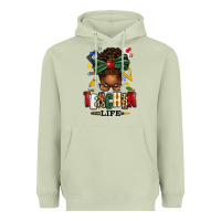 Matcha teacher life afro messy bun Heavyweight Hoodie - texasbilliewilder