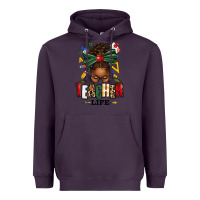 Plum teacher life afro messy bun Heavyweight Hoodie - texasbilliewilder