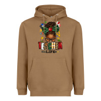 Toasted Coconut teacher life afro messy bun Heavyweight Hoodie - texasbilliewilder