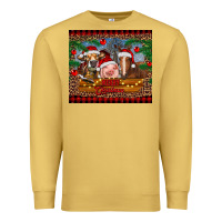 Antique Gold merry christmas cow pig and horse Premium Sweatshirt - RanaPortraitStore