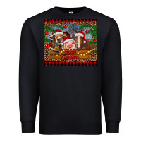 Black merry christmas cow pig and horse Premium Sweatshirt - RanaPortraitStore