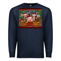 Navy merry christmas cow pig and horse Premium Sweatshirt - RanaPortraitStore