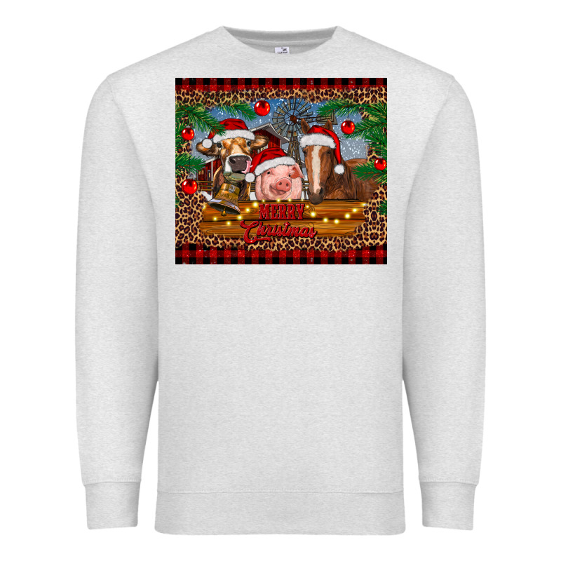 Merry Christmas Cow Pig And Horse Premium Sweatshirt by RanaPortraitStore | Teevron