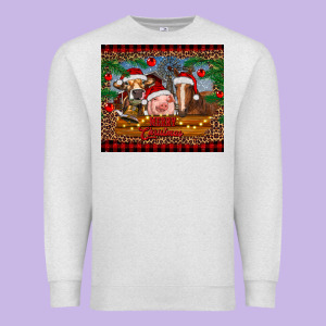 Merry Christmas Cow Pig And Horse Premium Sweatshirt Designed By Ranaportraitstore