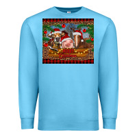 Ocean Blue merry christmas cow pig and horse Premium Sweatshirt - RanaPortraitStore