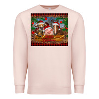Pale Pink merry christmas cow pig and horse Premium Sweatshirt - RanaPortraitStore