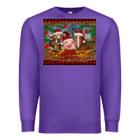 Purple merry christmas cow pig and horse Premium Sweatshirt - RanaPortraitStore