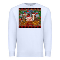 White merry christmas cow pig and horse Premium Sweatshirt - RanaPortraitStore