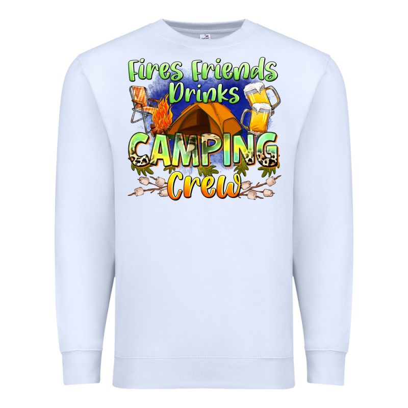 Fires Friends Drinks Camping Crew Premium Sweatshirt by Zillion Design Studio | Teevron