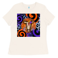 Bone halloween bull skull Ladies Tee - BarkalooDesign