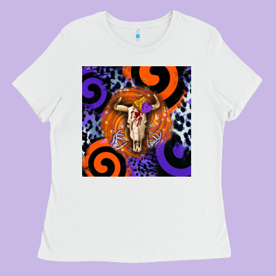 Halloween Bull Skull Ladies Tee Designed By Barkaloodesign