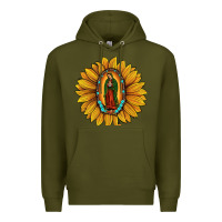 Army Green our lady of guadalupe sunflower Premium Hoodie - JahusDesignShop
