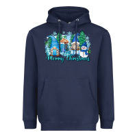 Navy merry christmas snowman gnomes Heavyweight Hoodie - Zillion Design Studio