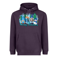 Plum merry christmas snowman gnomes Heavyweight Hoodie - Zillion Design Studio