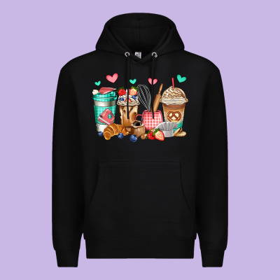 Baking Coffee Cups Premium Hoodie Designed By Jasminsmagicworld