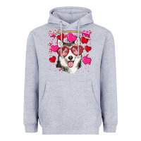 Heather Grey Valentine's day husky Heavyweight Hoodie - RanaPortraitStore