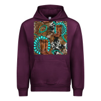 Mauve Wine cowboy boot and gemstone Urban Hoodie - BundleAndBundleShop