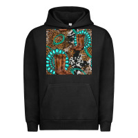 Pigment Black cowboy boot and gemstone Urban Hoodie - BundleAndBundleShop