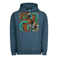 Pigment Midnight Navy cowboy boot and gemstone Urban Hoodie - BundleAndBundleShop