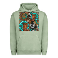 Pigment Oil Green cowboy boot and gemstone Urban Hoodie - BundleAndBundleShop