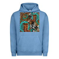 Pigment Pebble Blue cowboy boot and gemstone Urban Hoodie - BundleAndBundleShop