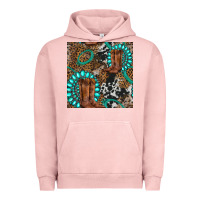 Pigment Salmon cowboy boot and gemstone Urban Hoodie - BundleAndBundleShop